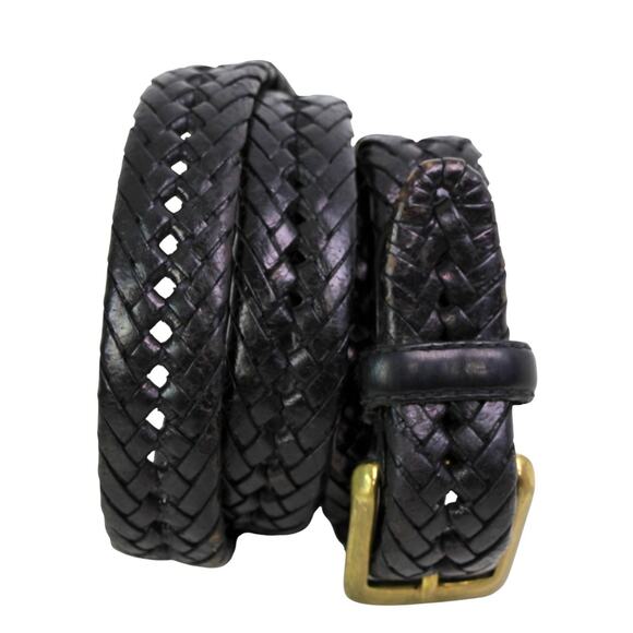 DOCKERS BRAIDED BLACK GENUINE LEATHER 1 1/8" Wd CASUAL MEN'S BELT Sz 42/105 (t49 - Picture 2 of 13